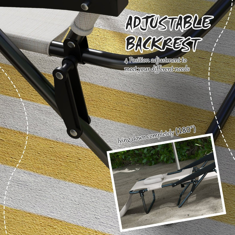 English Elm Outsunny Adjustable Tanning Chaise Lounge Chair With Face & Arm Holes, Portable Beach Comfort W2225P200863-GIGA