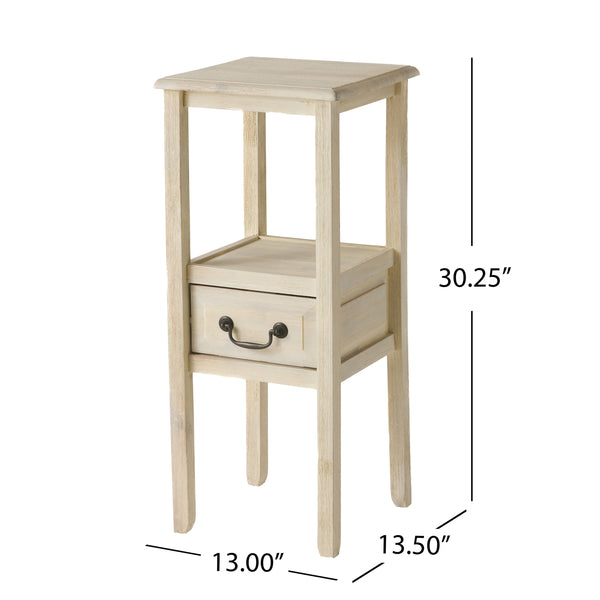 English Elm Christopher Knight Home® - End Table - Elegant Cream-White Solid Rubber Wood Design For Modern & Classic Home Décor Needs N771P269295Y