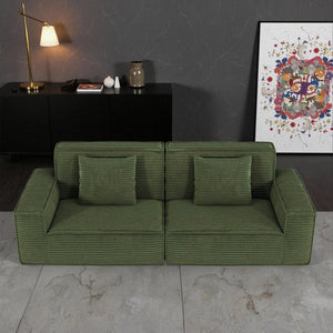 English Elm 106.3 Inch Large Striped Fabric Compression Sofa - Modern Green Comfort For Living Room & Bedroom W3147S00020