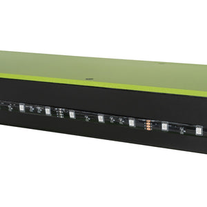 English Elm Twin Loft Bed with Rgb Lighting Usb Ports Wraparound Shelves and Gaming Desk Green LT000298AAF