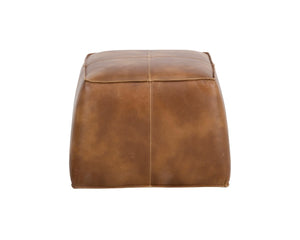 Sunpan ASPEN Ottoman - Vintage Tobacco Tan Faux Leather with Grey Accents for Stylish Living Spaces 102832V