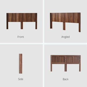 English Elm Modern Farmhouse Wood Headboard King Size 80.2" Wide Wall-Mount Fluted Wingback Walnut Brown Elegance W3520P327604