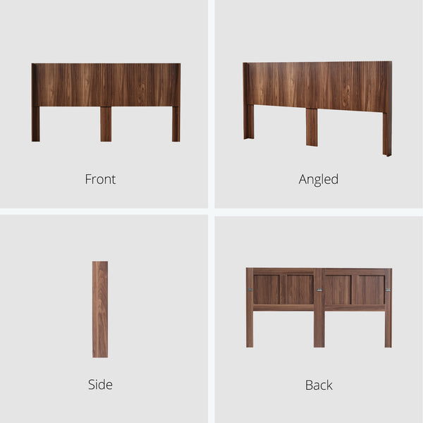 English Elm Modern Farmhouse Wood Headboard King Size 80.2" Wide Wall-Mount Fluted Wingback Walnut Brown Elegance W3520P327604