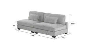 English Elm Bentley Modular Sectional Sofa and Loveseat Set with Ottoman — Corduroy Upholstery, Wood Frame Comfort Gray B009S01572