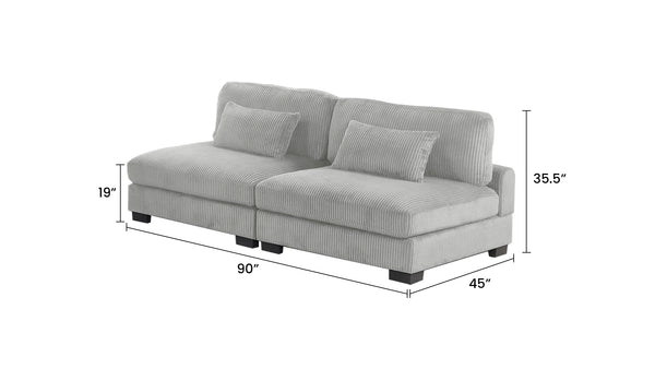 English Elm Bentley Modular Sectional Sofa and Loveseat Set with Ottoman — Corduroy Upholstery, Wood Frame Comfort Gray B009S01572