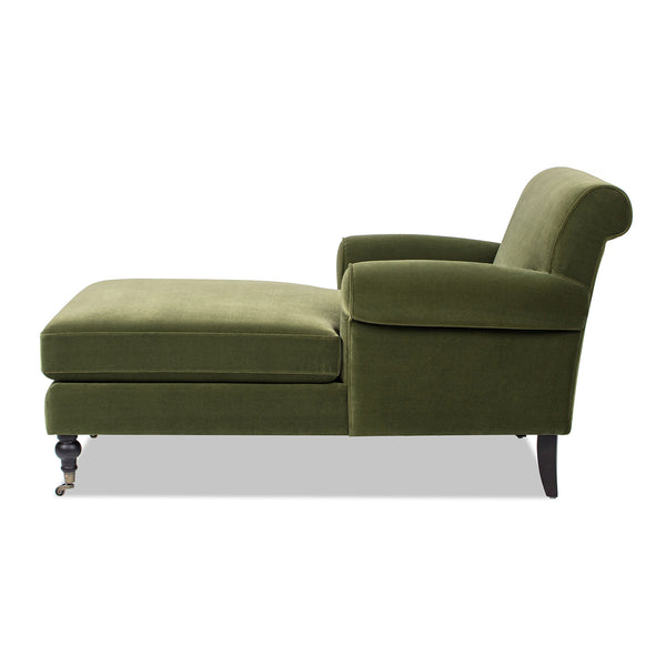 English Elm Jennifer Taylor Home - Alana Velvet Chaise Lounge Chair Olive Green — Bench-Made Hardwood Frame, Medium-Firm Foam Comfort B2719P265596