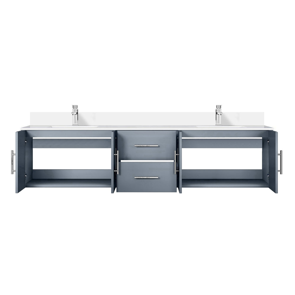 English Elm Dark Grey Double Bath Vanity 80" W x 22" D with White Quartz Top, Soft-Close Drawers & Chrome Faucet Included B2731P258721