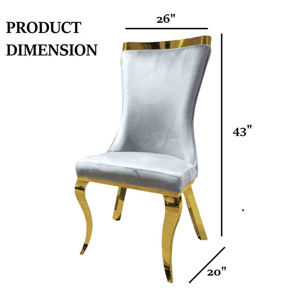 English Elm Gray 2pc Side Chair Set with Gold Legs, Leather-Look Upholstery, Modern Glam Dining & Office Seating B2741S00733