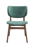 English Elm Green and Walnut Padded Side Chair (Set Of 2)