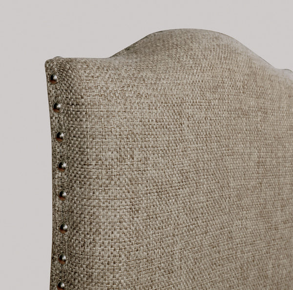 English Elm Transitional Espresso Frame 2pc Side Chairs with Warm Gray Fabric, Nailhead Trim, Padded Seat & Back, Rustic Elegance B2741P309198