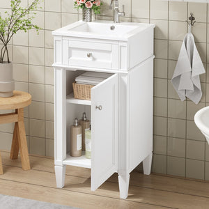English Elm 16-inch French Style Freestanding Vanity Set with Ceramic Sink and Soft Close Cabinet White N710P405388K