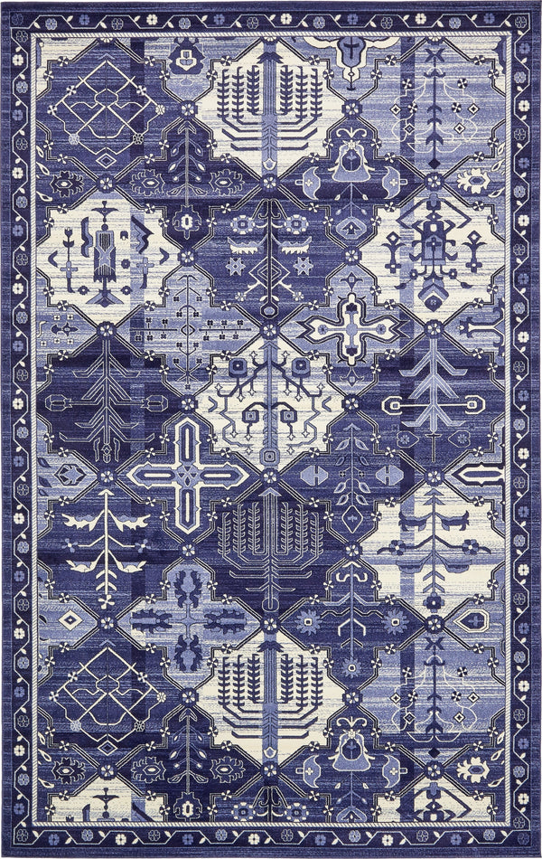 Unique Loom La Jolla Cathedral Machine Made Geometric Rug Blue, Ivory/Light Blue/Navy Blue 10' 6" x 16' 5"