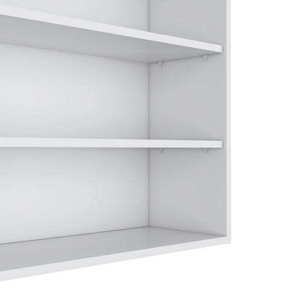 English Elm Chinle Minimalist Wall Cabinet with 3 Open Melamine Shelves for Kitchen Organization and Display White 37 L x 30.8 W x 3.5 H B128P244991