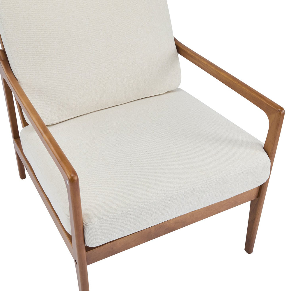 English Elm Christopher Knight Home® - Mid Century Modern Accent Armchair - Solid Wood Frame, High Back Beige Cushion, Stylish & Durable N767P298391B