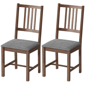 English Elm Stylish Mid-century Rubberwood Dining Chairs Set of 2 with Linen Seat and Slat Back T3971P476529