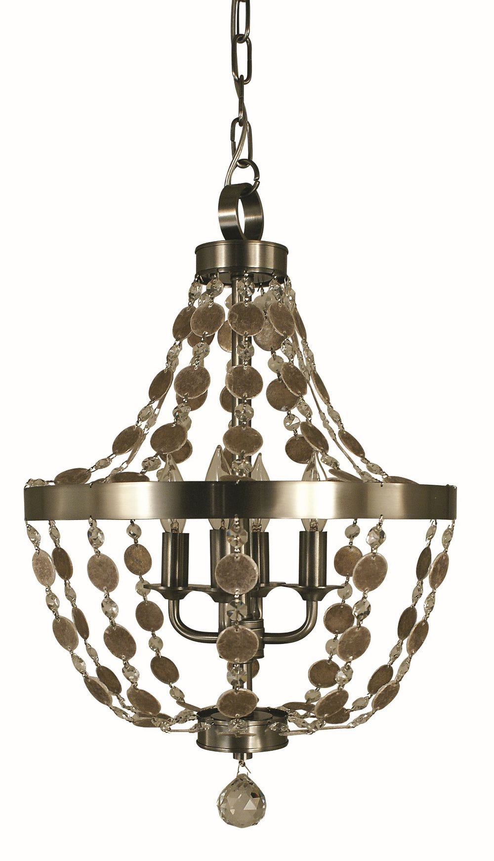 Framburg 4-light Naomi Mini Chandelier - Stunning Mica And Crystal Design For Warm, Inviting Spaces Mahogany Bronze Metal 2484 Mb