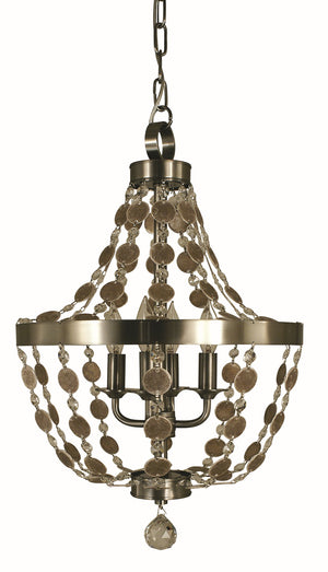 Framburg 4-light Naomi Mini Chandelier - Stunning Mica And Crystal Design For Warm, Inviting Spaces Brushed Nickel Metal 4484 Bn