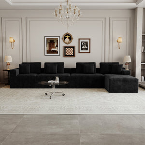 English Elm 165.3*68.9"modular Sectional Sofa 7pc Plush Corduroy Couch for Living Room Apartment W3819S00157