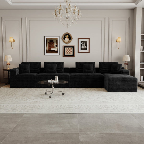 English Elm 165.3*68.9"modular Sectional Sofa 7pc Plush Corduroy Couch for Living Room Apartment W3819S00157