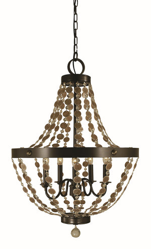 Framburg 5-light Stunning Dining Chandelier With Mica And Crystal Strands For Warm Inviting Ambiance Mahogany Bronze Metal 4485 Mb