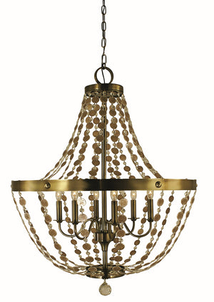 Framburg 6-light Elegant Chandelier With Crystal Strands For A Warm, Glittering Atmosphere In Any Room Antique Brass Metal 4486 Ab