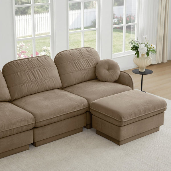 English Elm Chenille Cloud Loveseat with Quilted Back Cushions Deep Foam Seat Modern Living Room Sofa Light Coffee W714S01756
