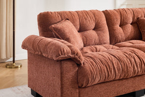 English Elm Casual Three Seat Chenille Sofa with Pleated Front Detail for Modern Living Spaces W2100S00314