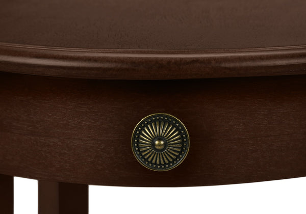 English Elm Accent 2-Tier Accent Table with Drawer and Shelf – Compact Round End or Nightstand with Knob Storage, Space-Saving Design and Easy Assembly Espresso 25 L x 24 W x 8 H B2710P219482