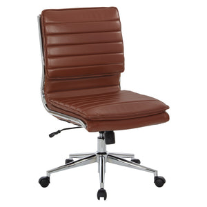 OSP Home Furnishings Armless Mid-back Faux Leather Office Chair with Lumbar Support and Chrome Base Saddle SPX23592C-U41
