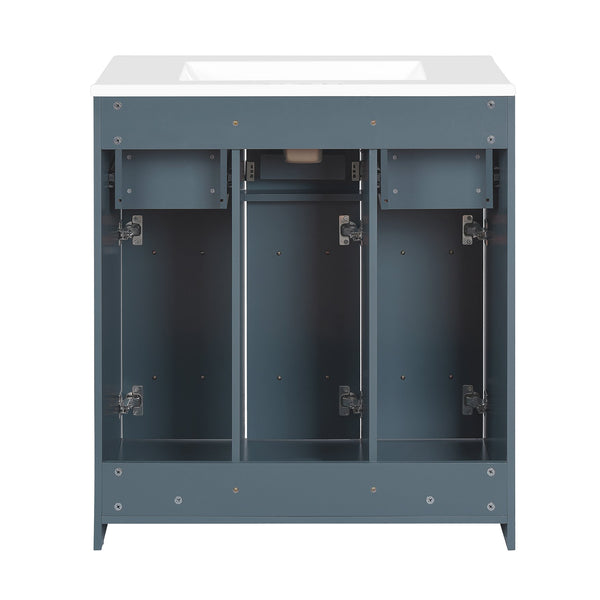 English Elm 30inch Bathroom Vanity with Undermount Sink, Tip-Out Tray, Soft-Close Doors, Spacious Drawers & Handles Blue N710P331580C