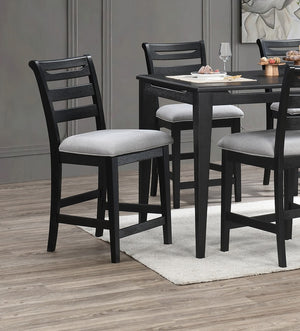 English Elm Modern Counter Height Dining Chairs Set Of 2 - Stylish Black Ladder Back, Upholstered Comfort, Solid Wood B011P218340