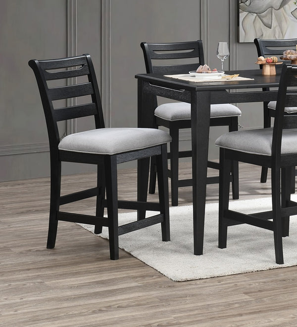 English Elm Modern Counter Height Dining Chairs Set Of 2 - Stylish Black Ladder Back, Upholstered Comfort, Solid Wood B011P218340
