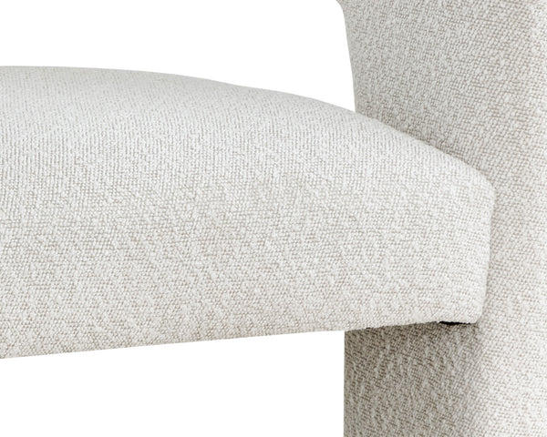 Sunpan Isidore Lounge Chair - Contemporary Comfort with Curved Backrest and Chic Boucle Fabric Design Copenhagen White