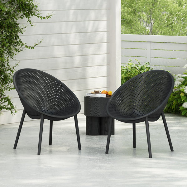 English Elm Christopher Knight Home® - Gable Weather-Resistant Accent Chair Set of 2 — Durable Polypropylene Outdoor Seating, Easy Care Black N775P176715B