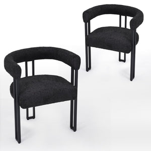 English Elm Counter Height Stools Set of 2 Mid-century Metal Legs Ergonomic Kitchen Island Seating Black T3623P431979