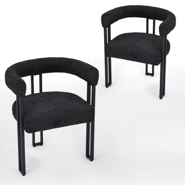 English Elm Counter Height Stools Set of 2 Mid-century Metal Legs Ergonomic Kitchen Island Seating Black T3623P431979
