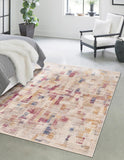 Unique Loom Deepa Boone Machine Made Abstract Rug Ivory, Beige/Blue/Light Brown/Purple/Gold 9' 0" x 11' 8"