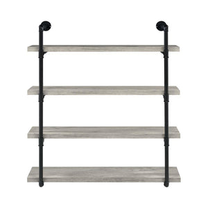 English Elm 39-inch Industrial Wall Bookshelf with 4 Open Shelves, Grey Driftwood Pipe Frame Accent, Stylish Storage B016P381016