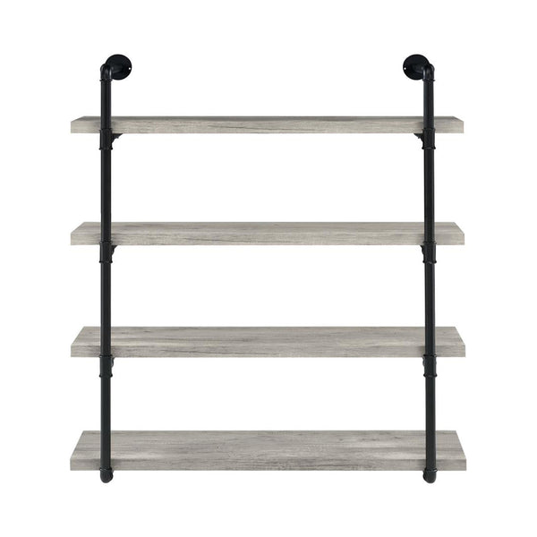 English Elm 39-inch Industrial Wall Bookshelf with 4 Open Shelves, Grey Driftwood Pipe Frame Accent, Stylish Storage B016P381016