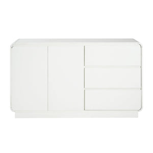 English Elm Modern White Sideboard with Soft Close Drawers and Doors for Dining or Living Rooms N779P373190W_N779P373191W