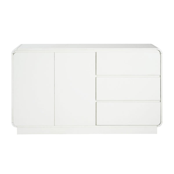 English Elm Modern White Sideboard with Soft Close Drawers and Doors for Dining or Living Rooms N779P373190W_N779P373191W