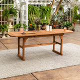 English Elm Walker Edison - Modern Slat-Top Solid Acacia Wood Butterfly Outoor Dining Table - Brown