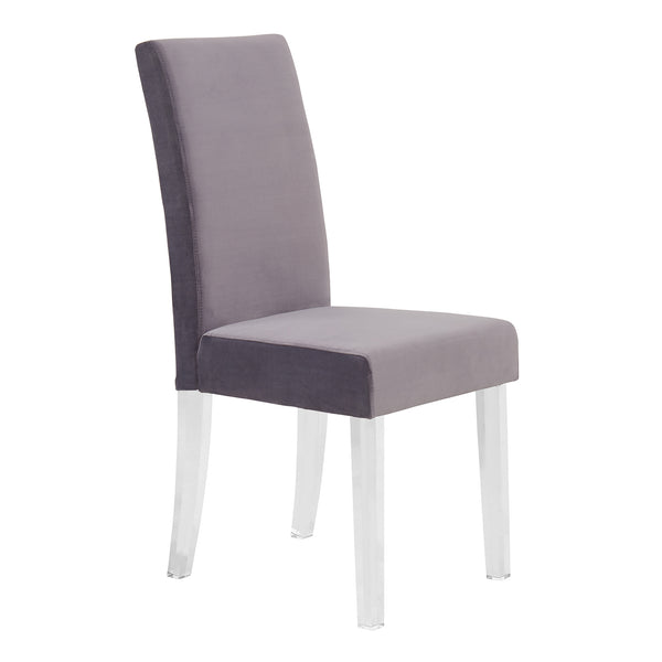 English Elm Quinara Plush Velvet Dining Chair with Clear Acrylic Legs, Set of 2 — Modern Comfortable Seating Gray B2736P354331
