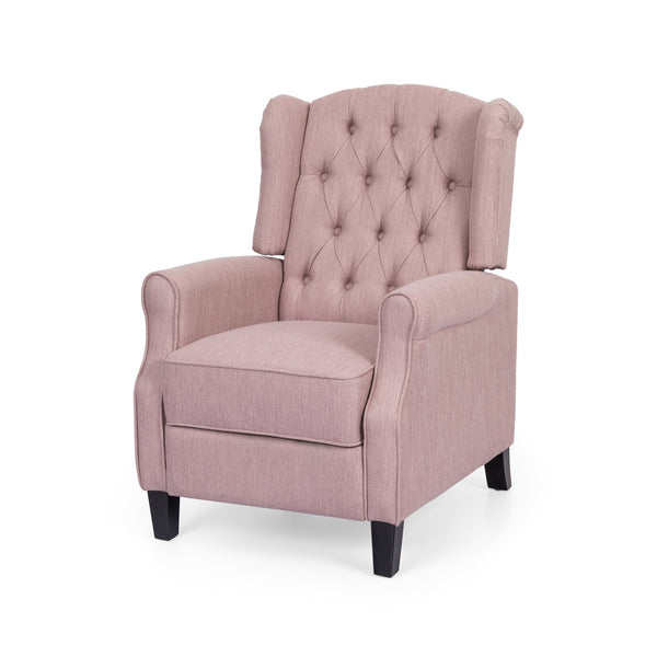 English Elm Christopher Knight Home® - 28" 28" Wide Manual Wing Chair Recliner Light Pink Fabric Push-Back Tufted Diamond Stitch Cozy Elegance 68629.00LBLSH