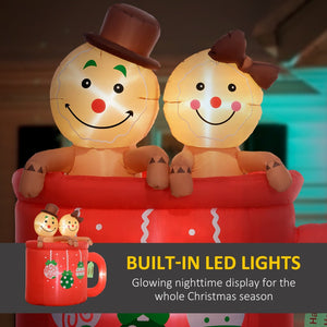 English Elm Outsunny 6Ft Inflatable Gingerbread Couple In Hot Cocoa Mug – Led Christmas Yard Décor For Festive Cheer W2225P249968-GIGA