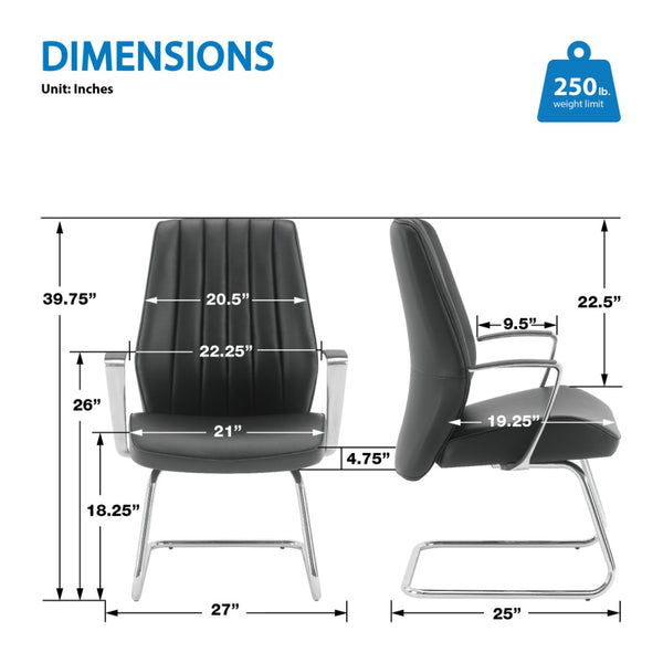 OSP Home Furnishings Sled Base Mid-back Visitor Chair with Chrome Frame and Antimicrobial Ergonomic Seating 62205C-R107
