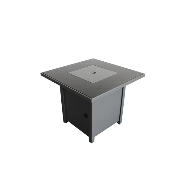 English Elm 25'' 25'' H x 30'' W Steel Outdoor Fire Pit Table with Lid, Gray, 40,000 BTU, 8hr Burn Time, Push-Button Ignition B120P230266
