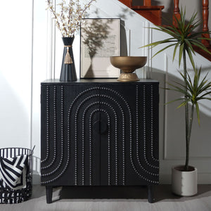 English Elm Modern Black Wood Storage Cabinet - Stylish 30In Accent Sideboard For Living Room, Bedroom & Entryway W2729P239175