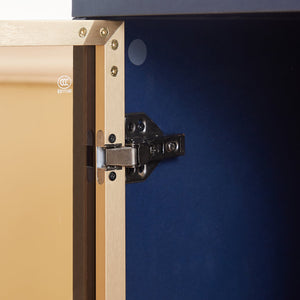 English Elm Deluxe Sculpted Geometric TV Cabinet with Tempered Glass Doors, 4 Drawers, Adjustable Metal Feet, Modern Chic Design Dark Blue W1162P294820