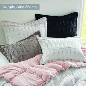 English Elm 3 Piece Shaggy Faux Fur Comforter Set Plush Lodge Style Hypoallergenic Bedding Gray B035P319597